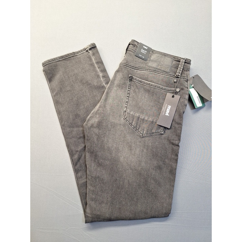 New Mavi Zach Men's Straight Leg Denim Jeans 35x34 Brushed Smoke Stretch Casual